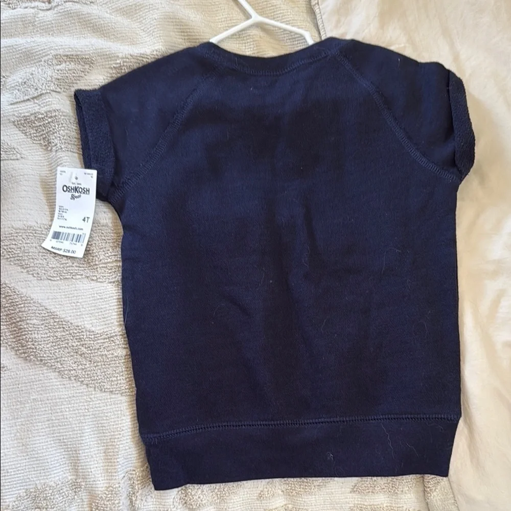 NWT OshKosh B'gosh Navy Blue and Pink studded crewneck short sleeve Sweatshirt